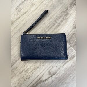 Michael Kors Dark Blue Leather Wristlet
